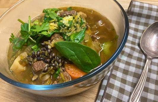Recipe: Beef, Black Barley Soup with Lemon